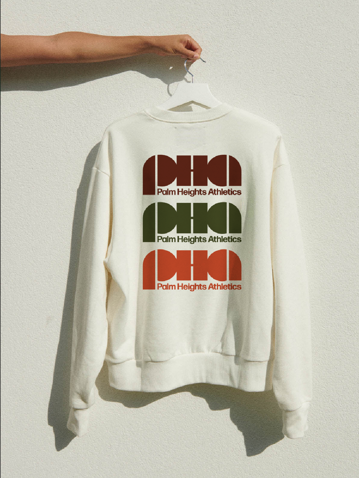 organic cotton tri-color logo Palm Heights Athletics sweatshirt