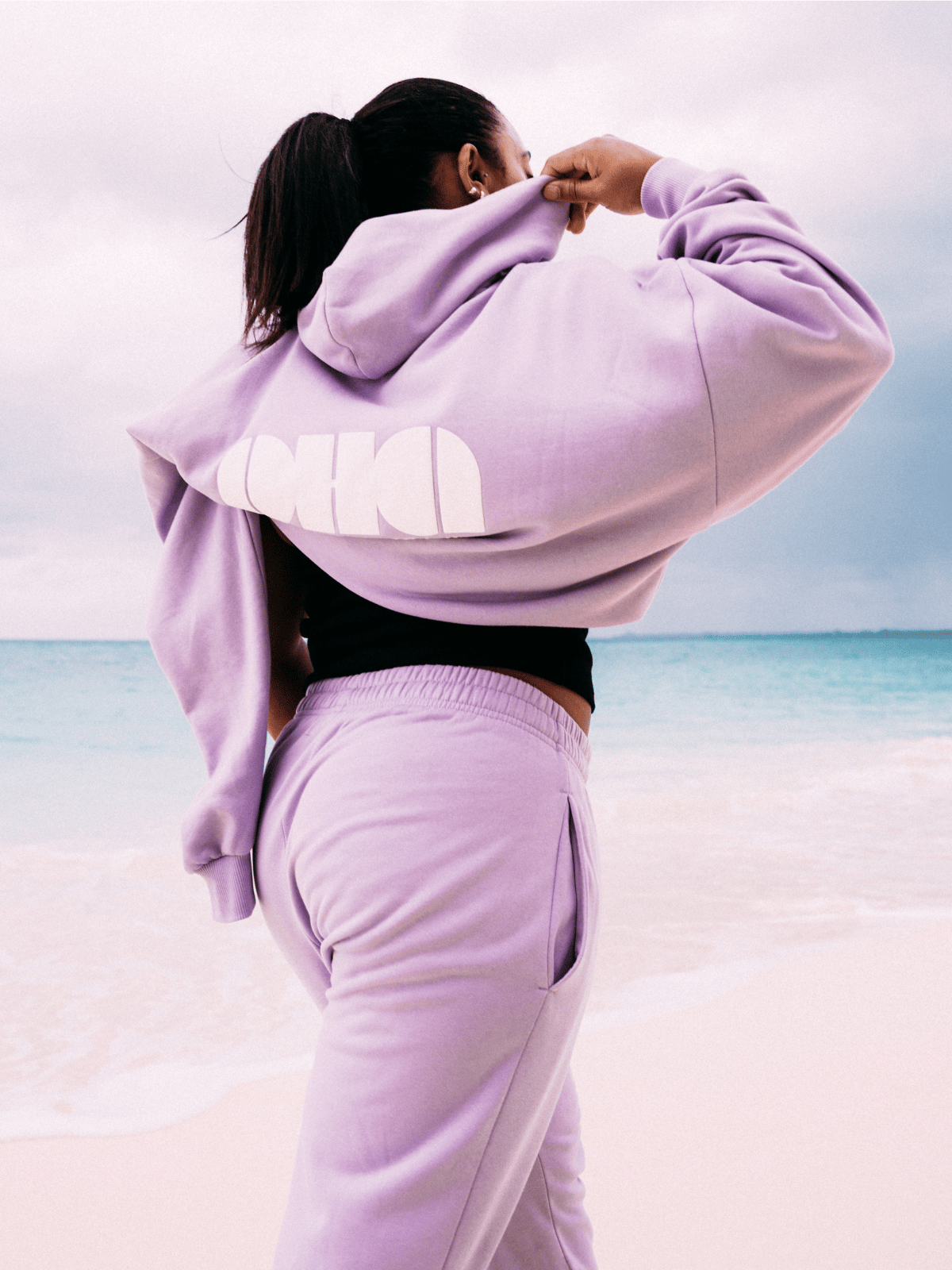 Palm Heights organic cotton hoodie lavender