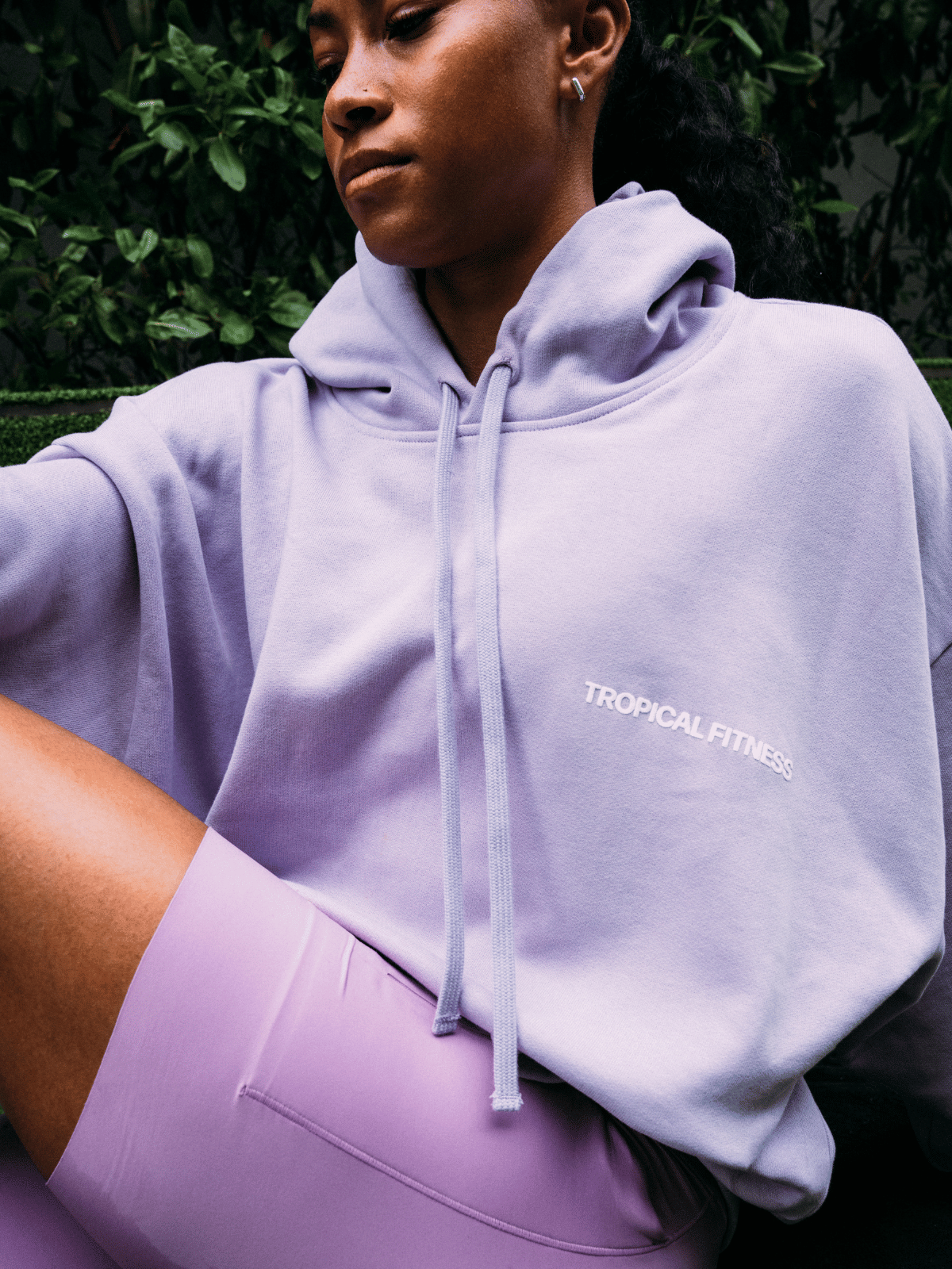 Palm Heights organic cotton hoodie lavender