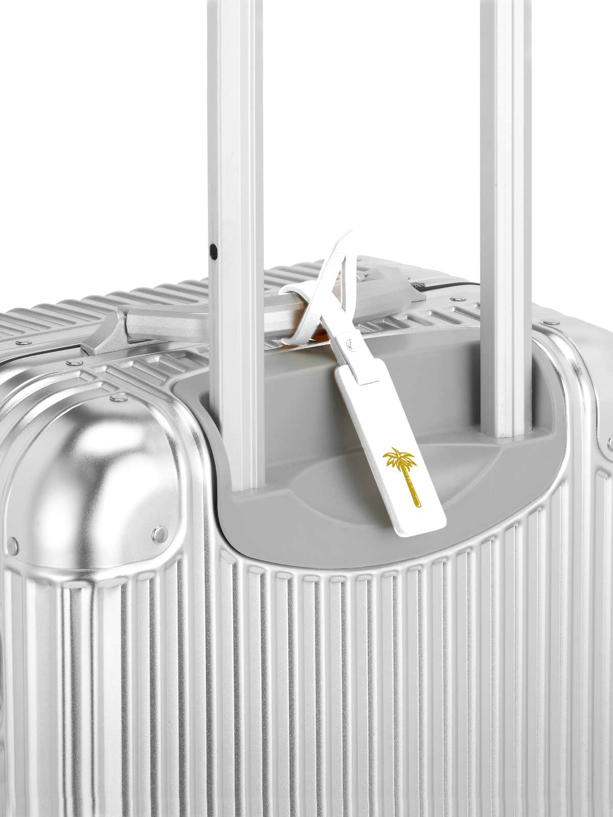 leather luggage tag Palm Heights white