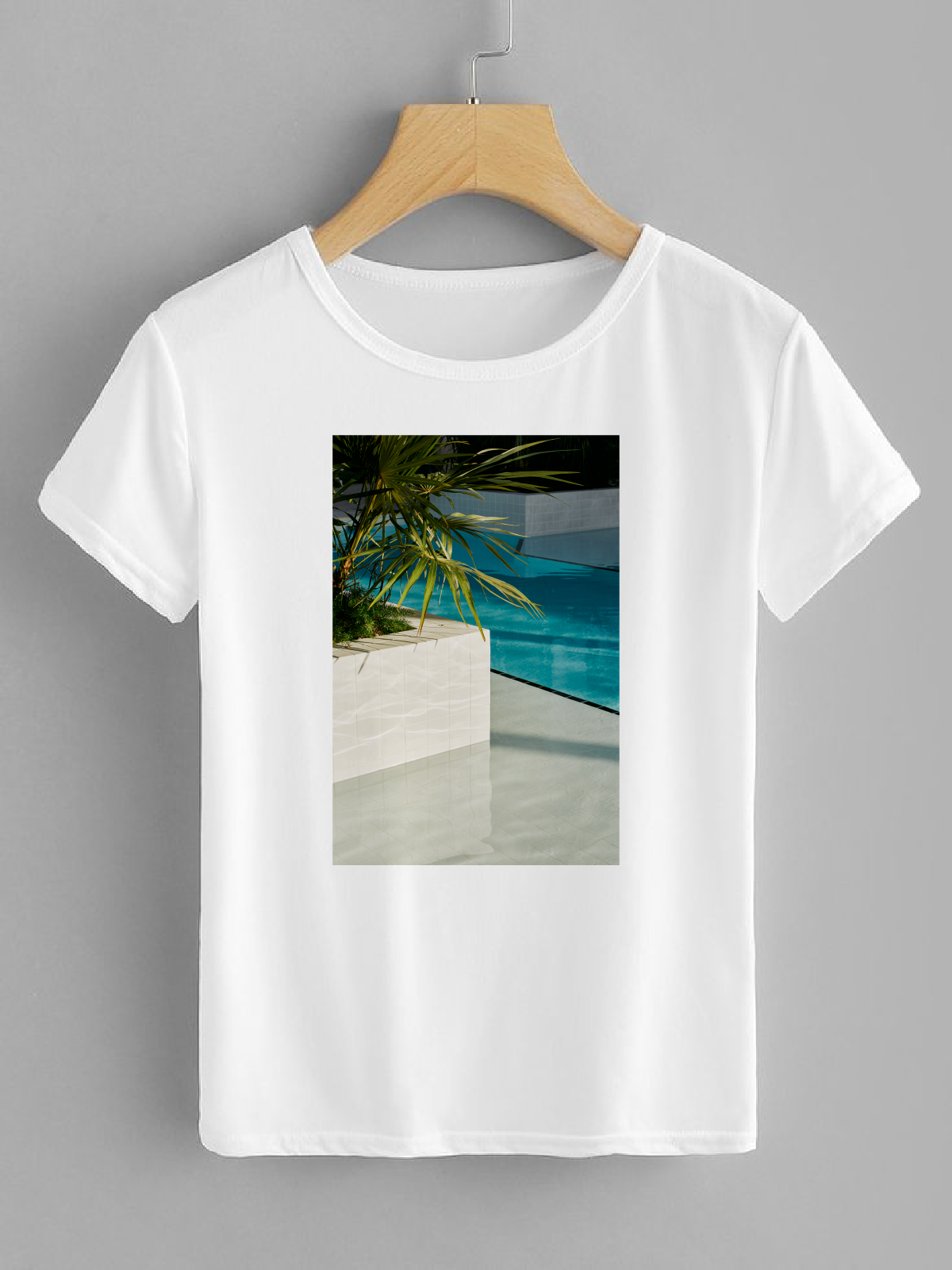 organic cotton print canvas tshirt Palm Heights pool