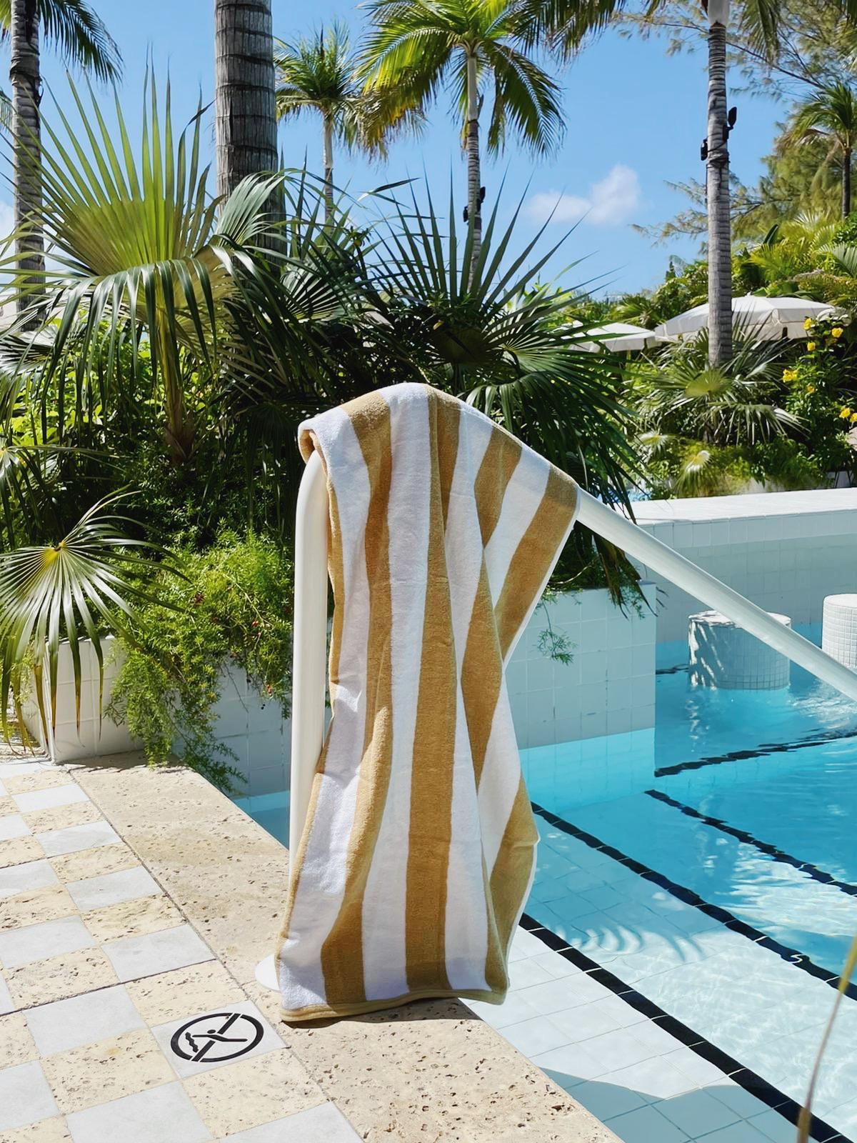 PH Beige Striped Beach Towel